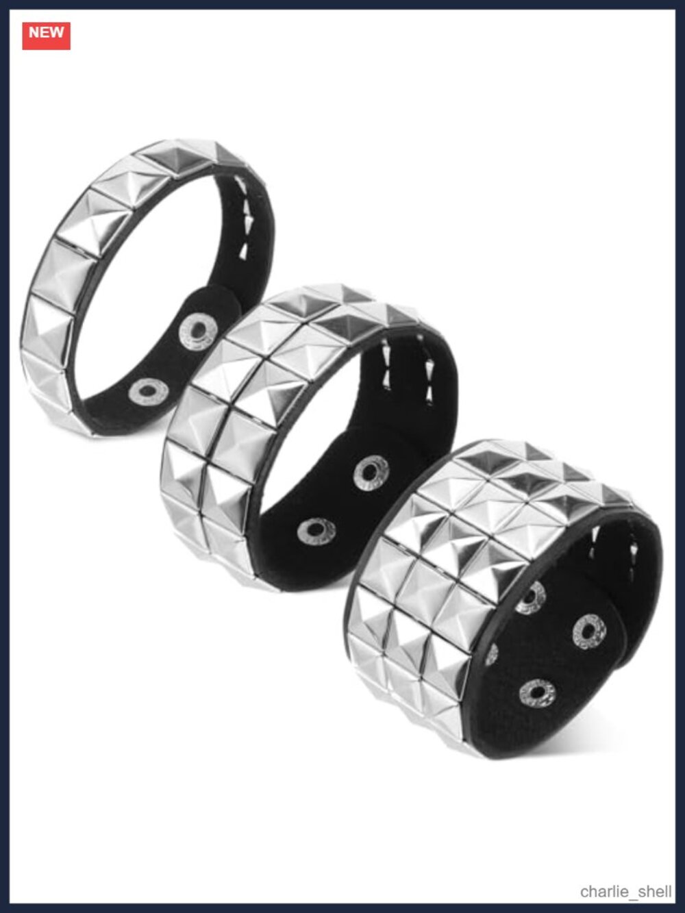 3 Pc Studded PU Leather Cuff Bracelet Set Punk Goth Emo Jewelry